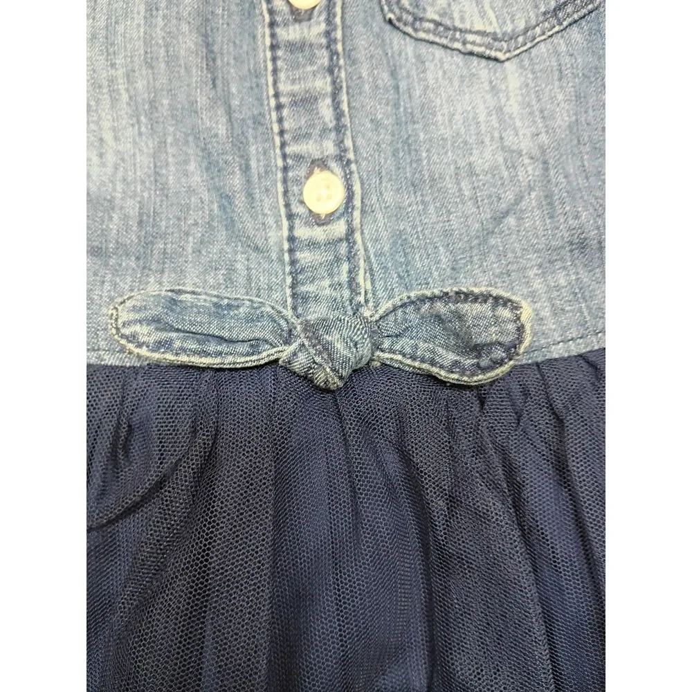 Oshkosh Navy Blue Dress Toddler SZ 2T Fit n Flare Denim & Layered Tulle NWT